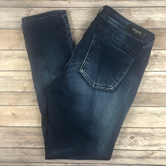 Grace in LA Distressed Easy Fit Denim Jeans - Picture 2 of 8